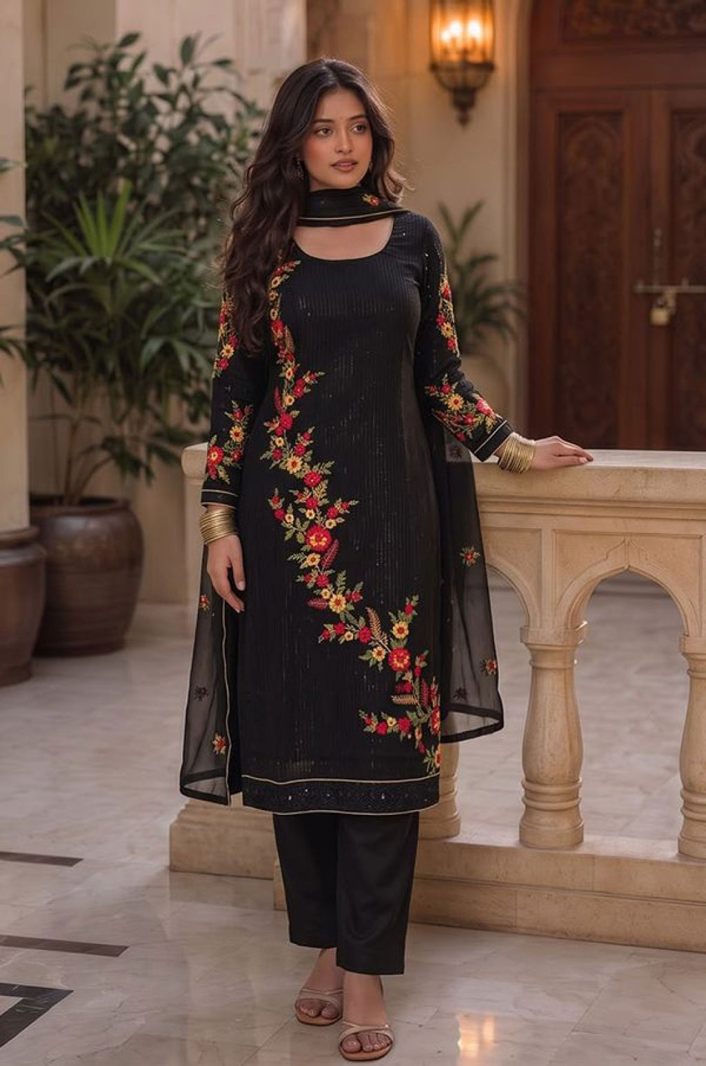 Black Georgette Salwar Kameez - SFSA576102R