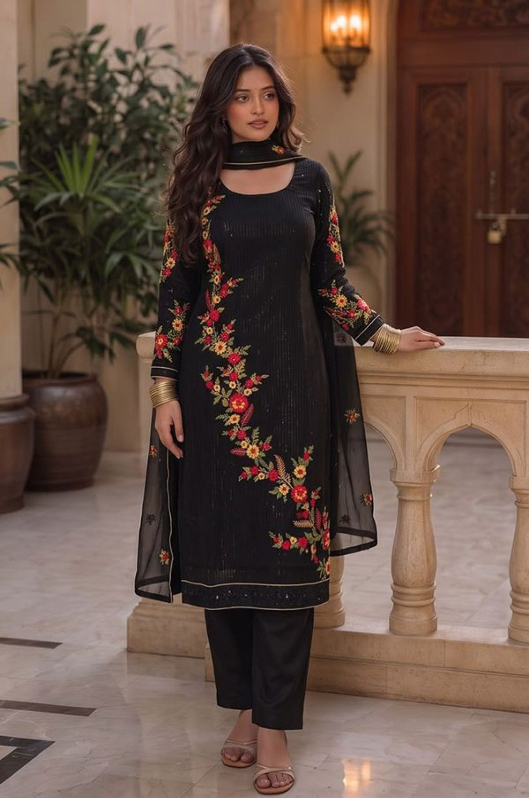 Black Georgette Salwar Kameez - SFSA576102R