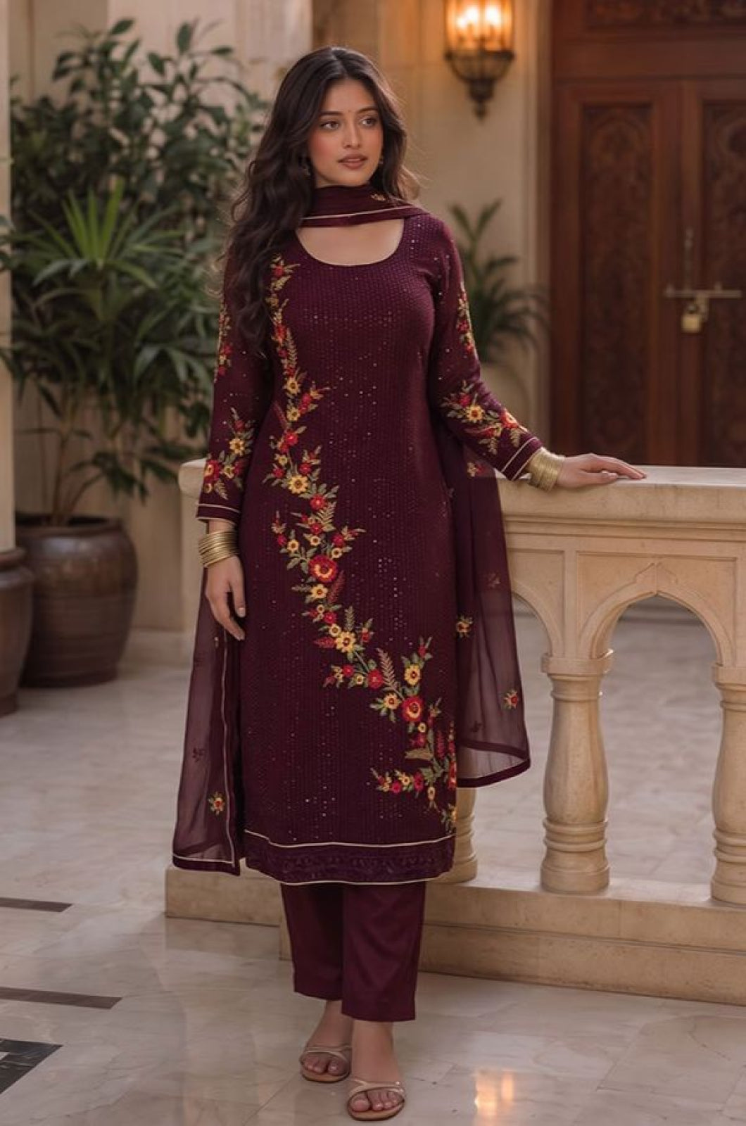 Maroon Georgette Salwar Kameez - SFSA576103R