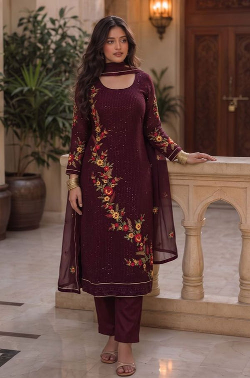 Maroon Georgette Salwar Kameez - SFSA576103R