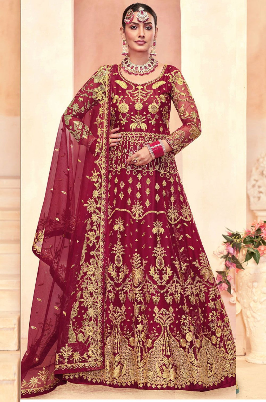 Red Net Salwar Kameez - SFSA566202
