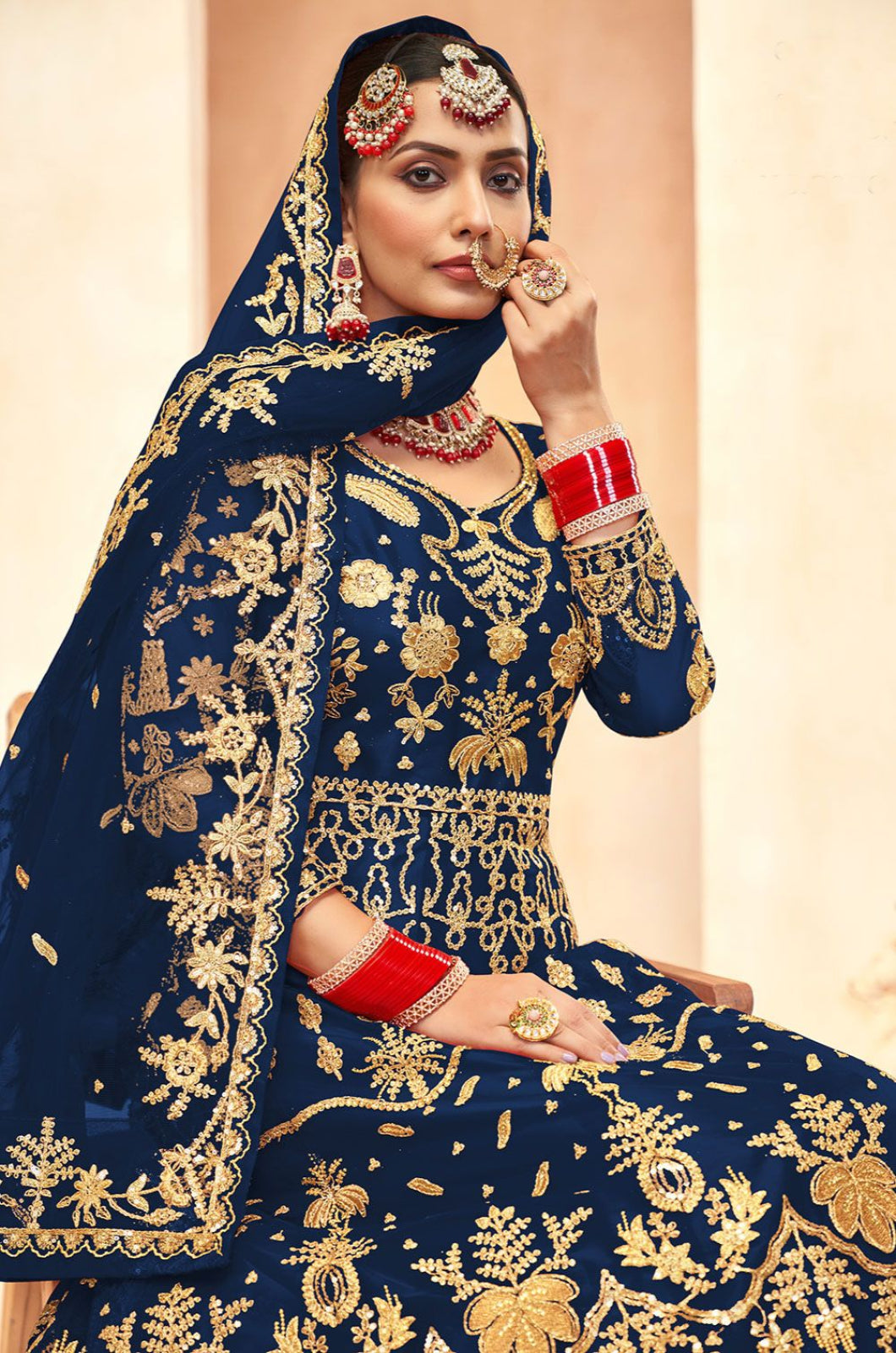 Blue Net Salwar Kameez - SFSA566203