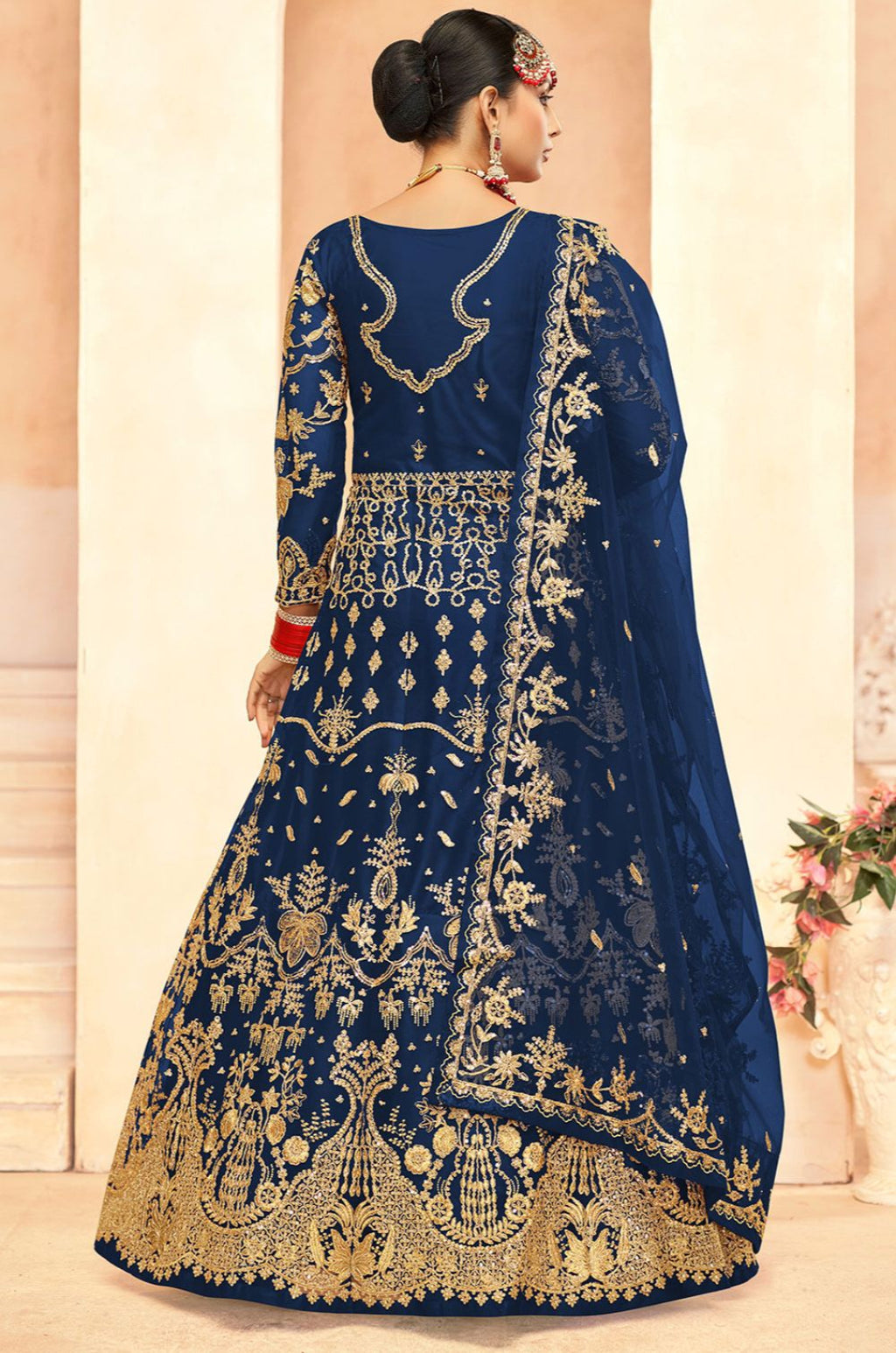 Blue Net Salwar Kameez - SFSA566203
