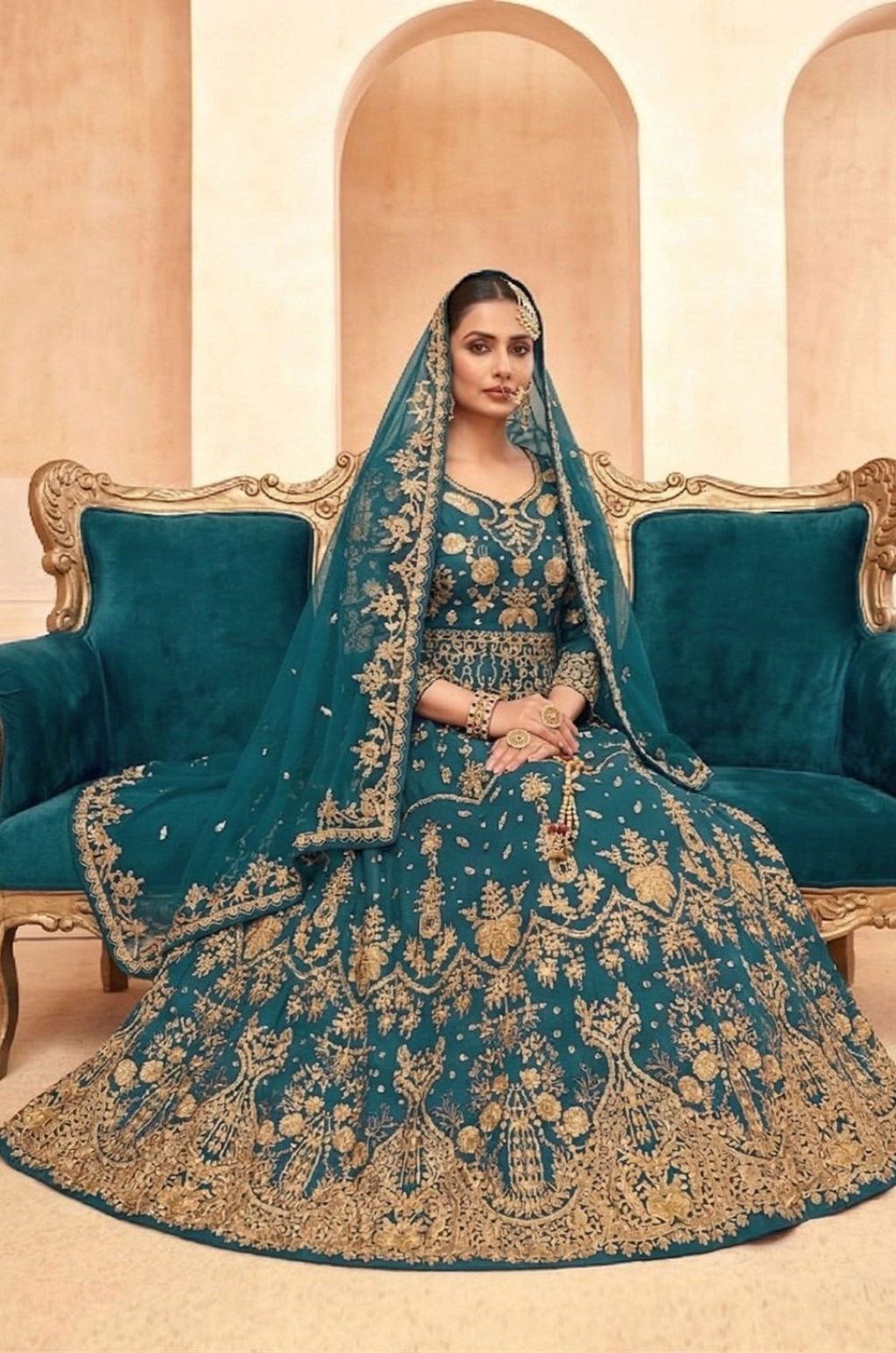 Blue Net Salwar Kameez - SFSA566206