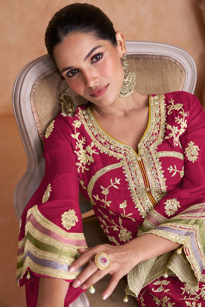 Pink Magnetic Wedding Salwar Kameez In Chinnon SFYS130701R
