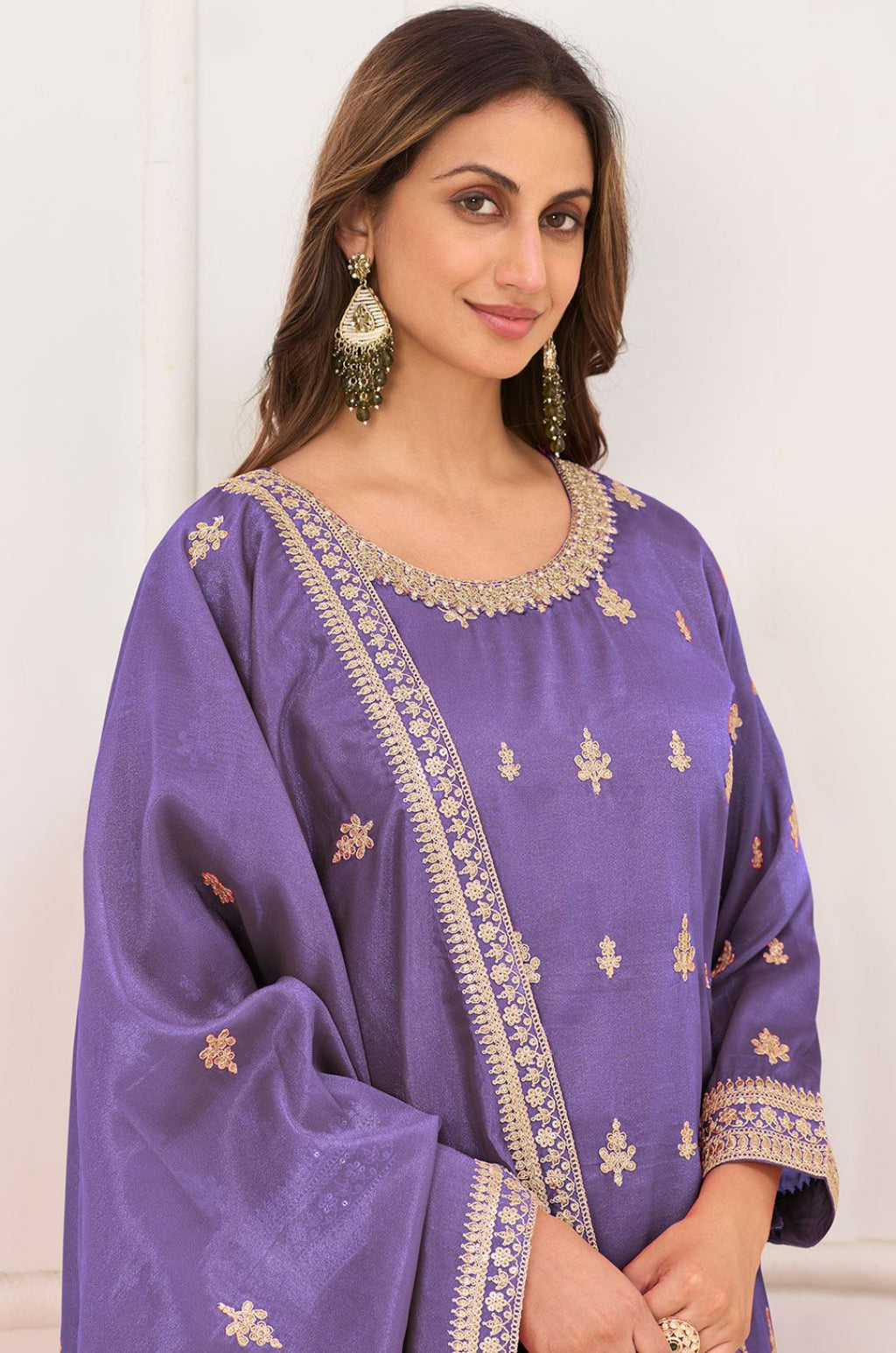 Purple Silk Salwar Kameez - SFSMT57205R