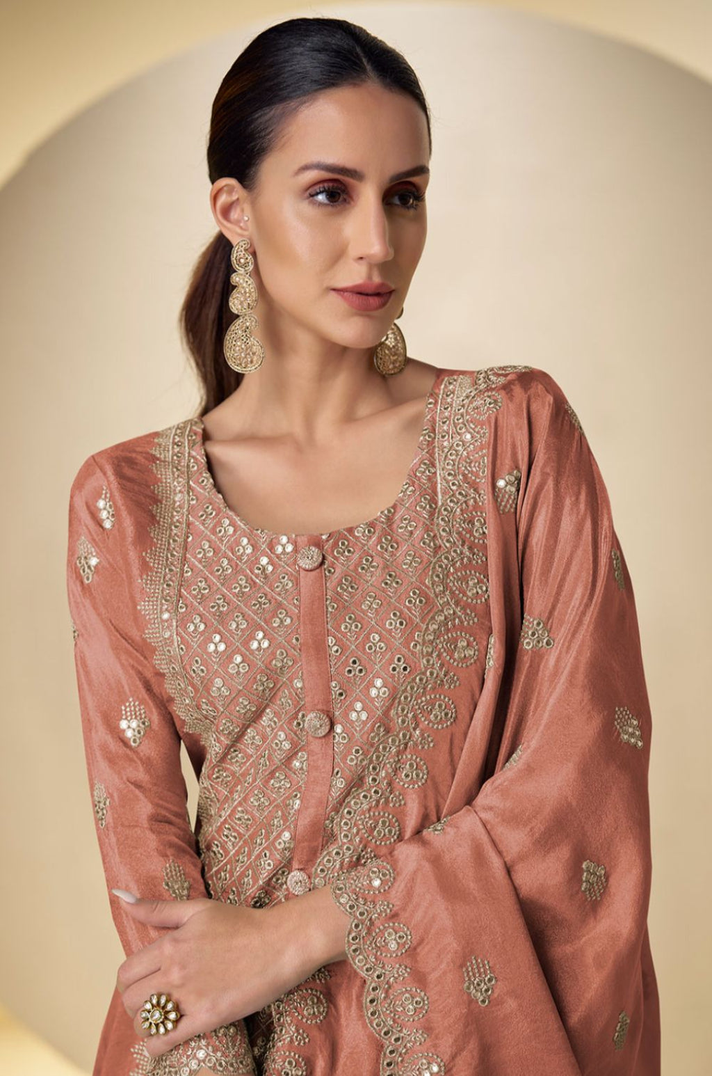 Orange Silk Salwar Kameez - SFYS173403R