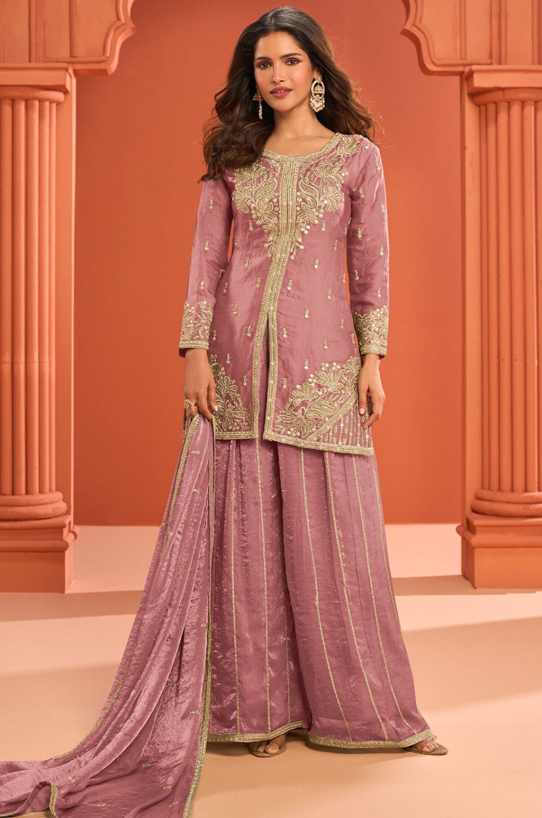 Pink Silk Salwar Kameez - SFSMT57502B