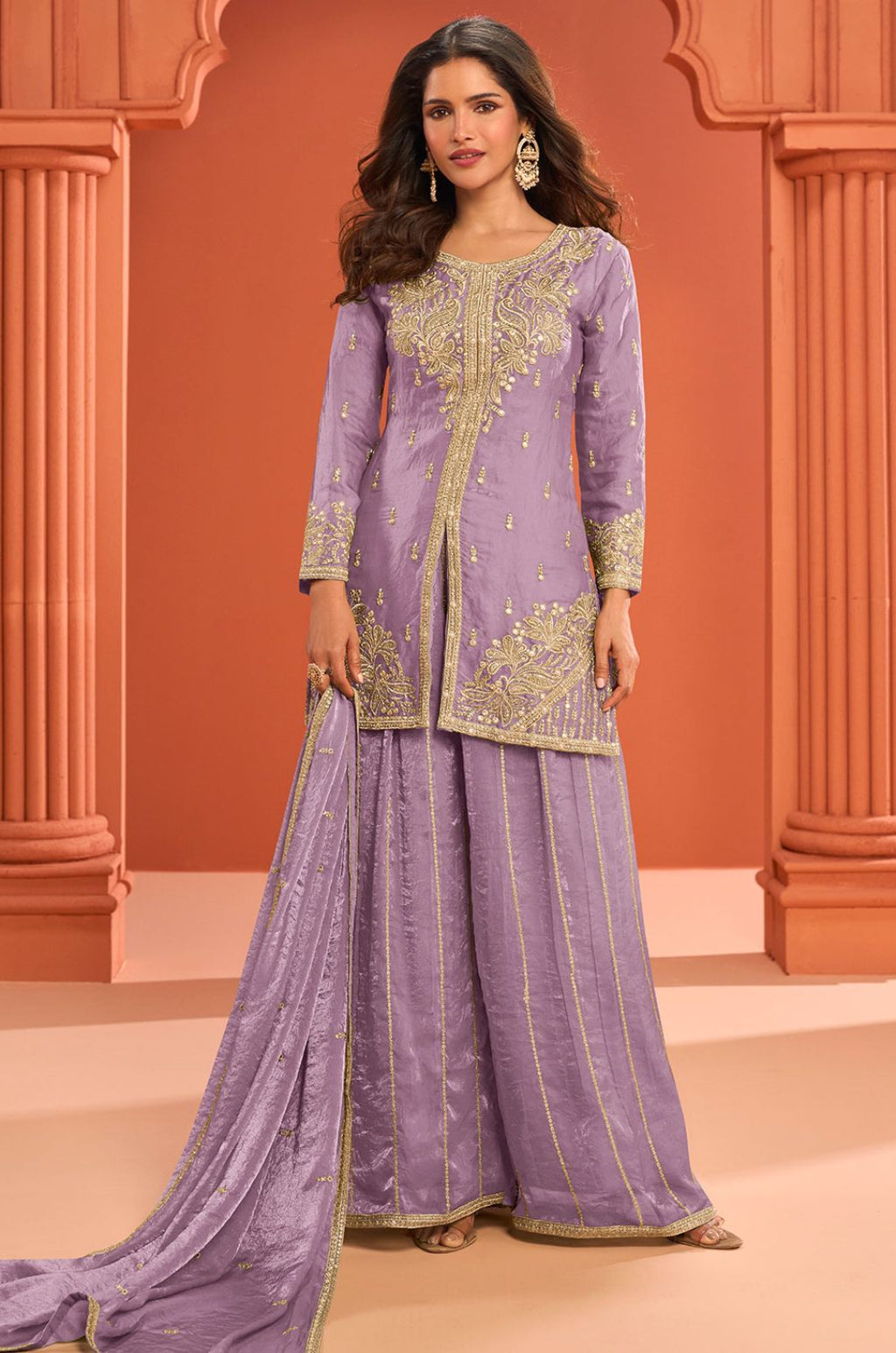 Purple Silk Salwar Kameez - SFSMT57503C