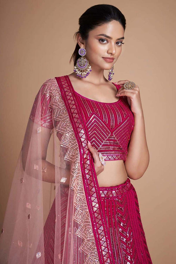 Pink Georgette Engagement Lehenga Choli Sparkle Work  SFARY18810