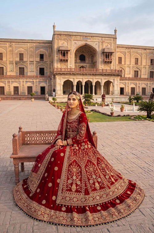 Red Velvet Salwar Kameez - SFSA576001R