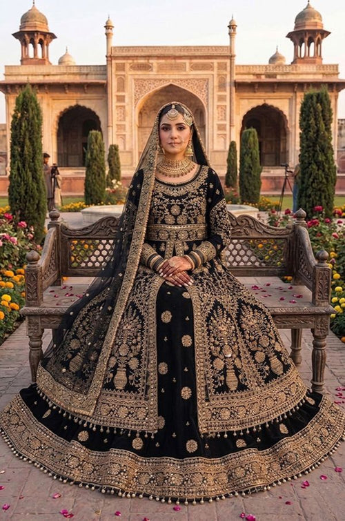 Black Velvet Salwar Kameez - SFSA576002R