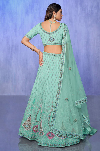 Blue Georgette Evening Reception Lehenga Choli SFARY19503