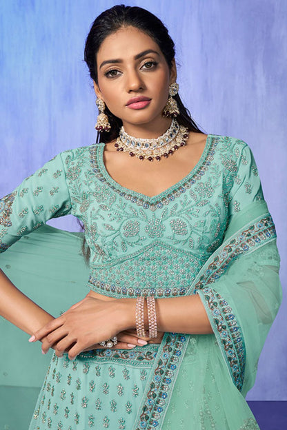 Blue Georgette Evening Reception Lehenga Choli SFARY19503