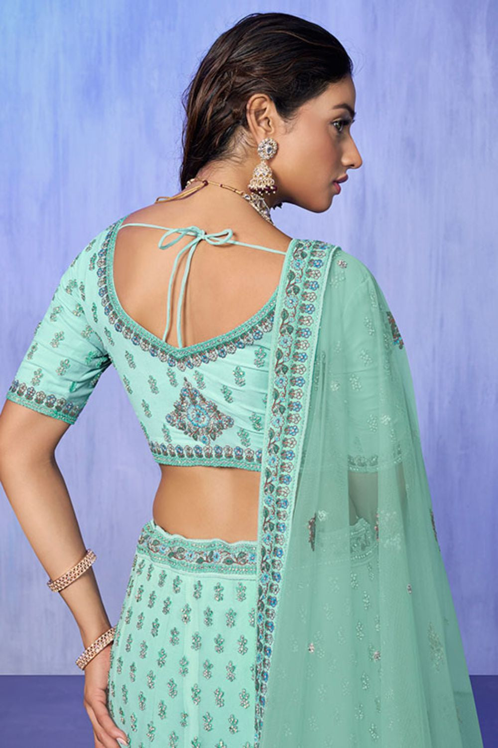 Blue Georgette Evening Reception Lehenga Choli SFARY19503