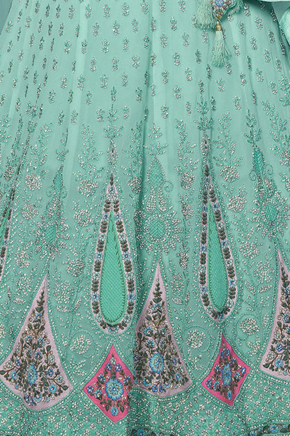 Blue Georgette Evening Reception Lehenga Choli SFARY19503