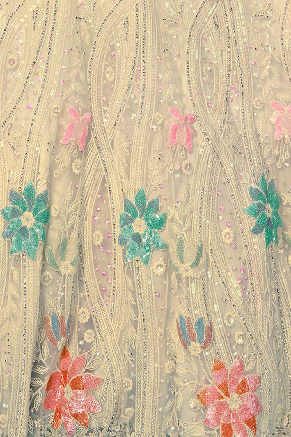 Off White Net Evening Reception Lehenga Choli  SFARY19504