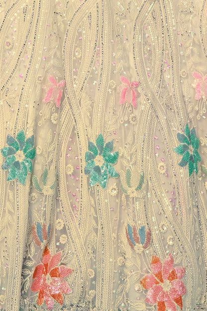 Off White Net Evening Reception Lehenga Choli  SFARY19504