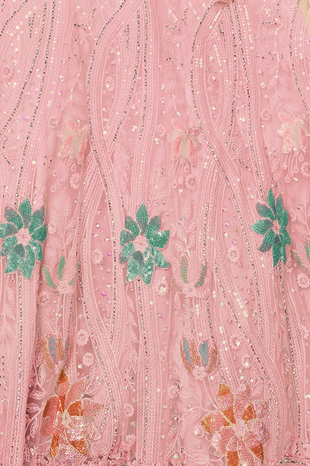 Peach Net Evening Reception Lehenga Choli SFARY19511