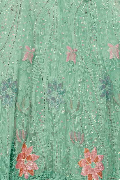 Blue Net Evening Reception Lehenga Choli SFARY19512