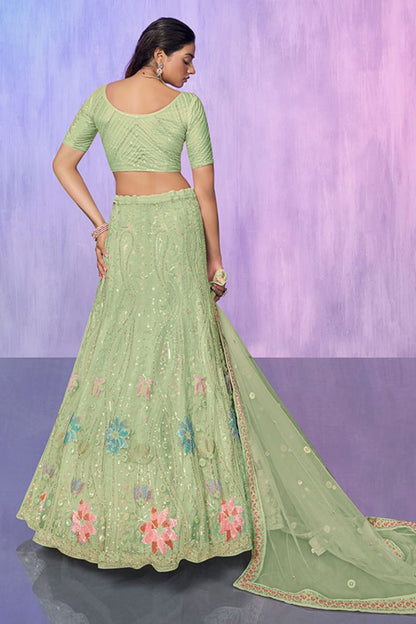 Green Net Evening Reception Lehenga Choli SFARY19513