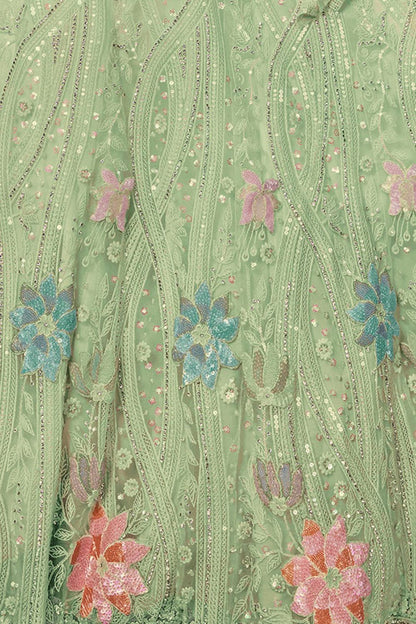Green Net Evening Reception Lehenga Choli SFARY19513