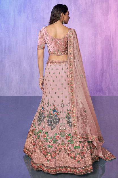 Peach Georgette Wedding Lehenga Choli SFARY19515