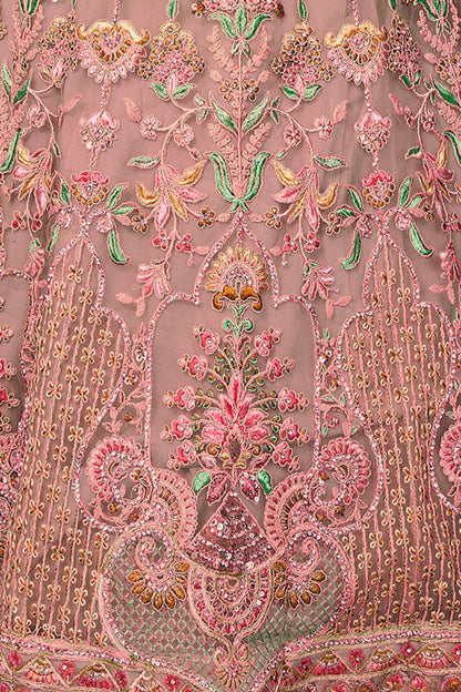 Peach Net Evening Reception Lehenga Choli SFARY19516