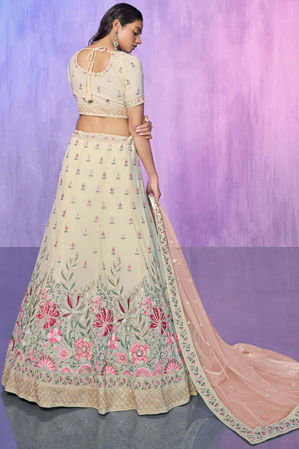 White Georgette Wedding Lehenga Choli  SFARY19519