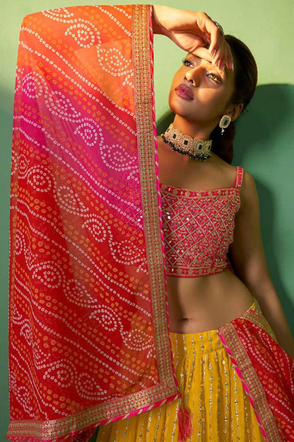 Yellow Bridal Wedding Georgette Lehenga Choli  SFARY19111