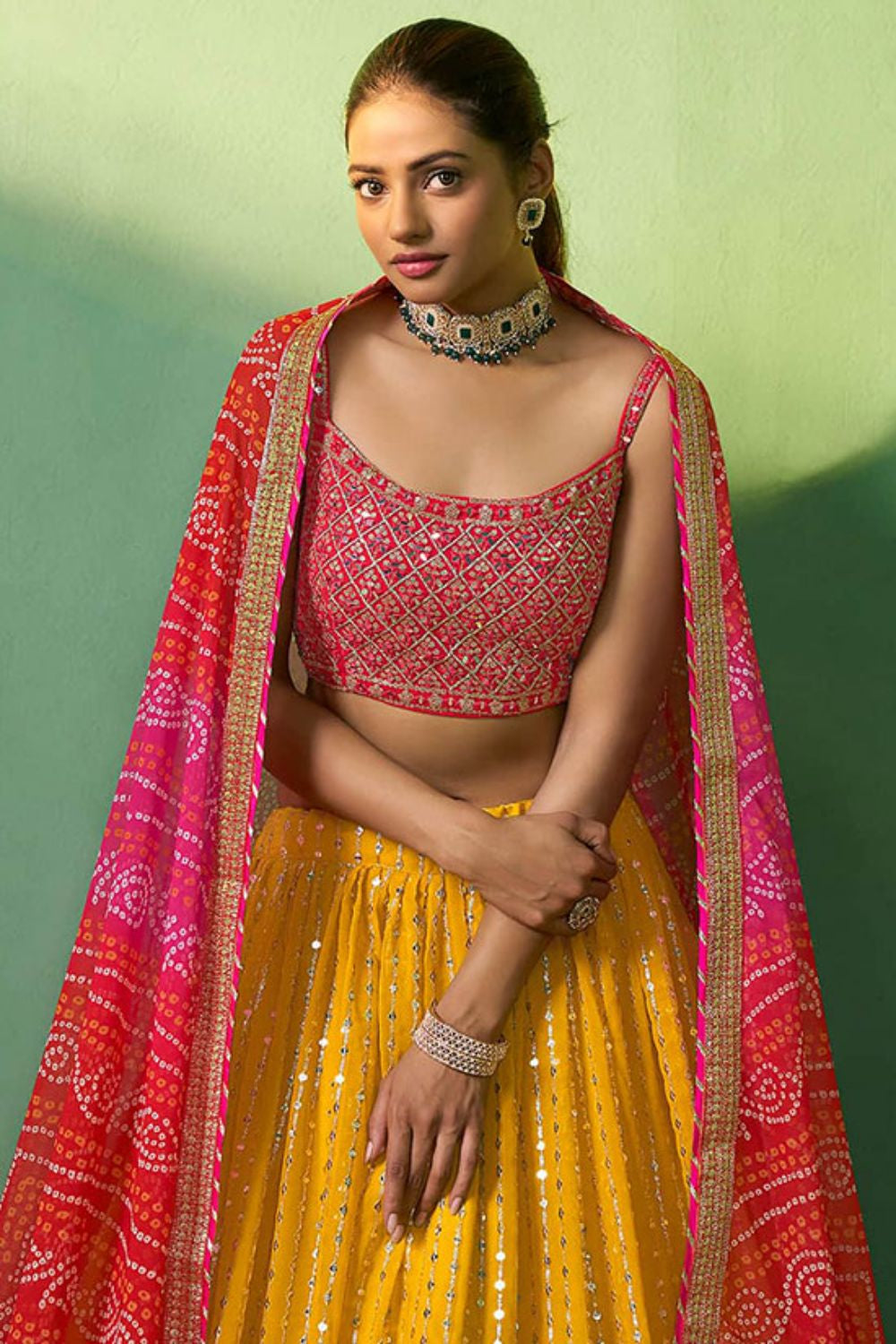 Yellow Bridal Wedding Georgette Lehenga Choli  SFARY19111