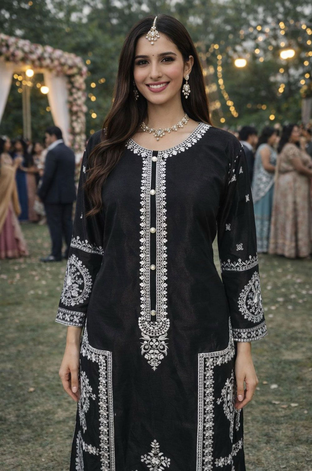 Black Silk Salwar Kameez - SFSA561202R