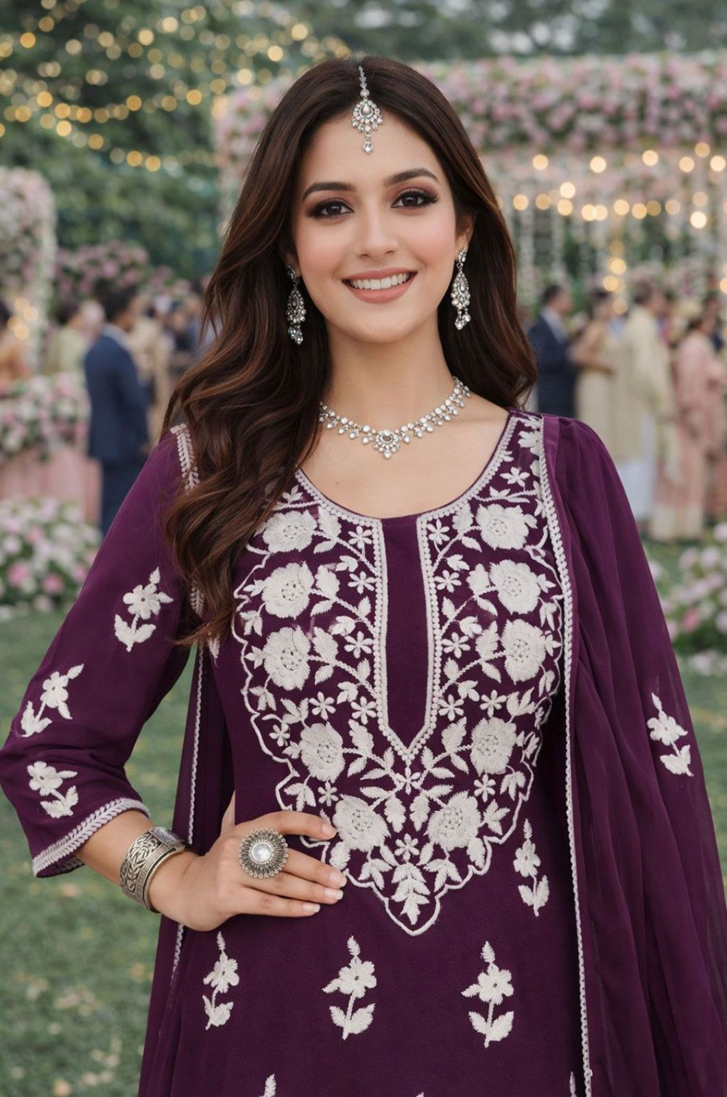Burgundy Georgette Salwar Kameez - SFSA561602R