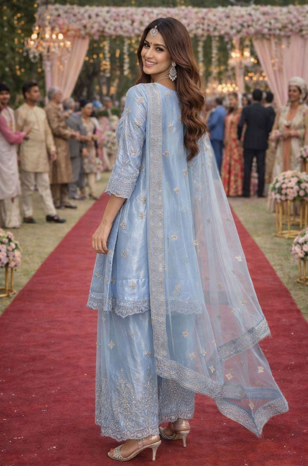 Blue Net Salwar Kameez - SFSA562002R