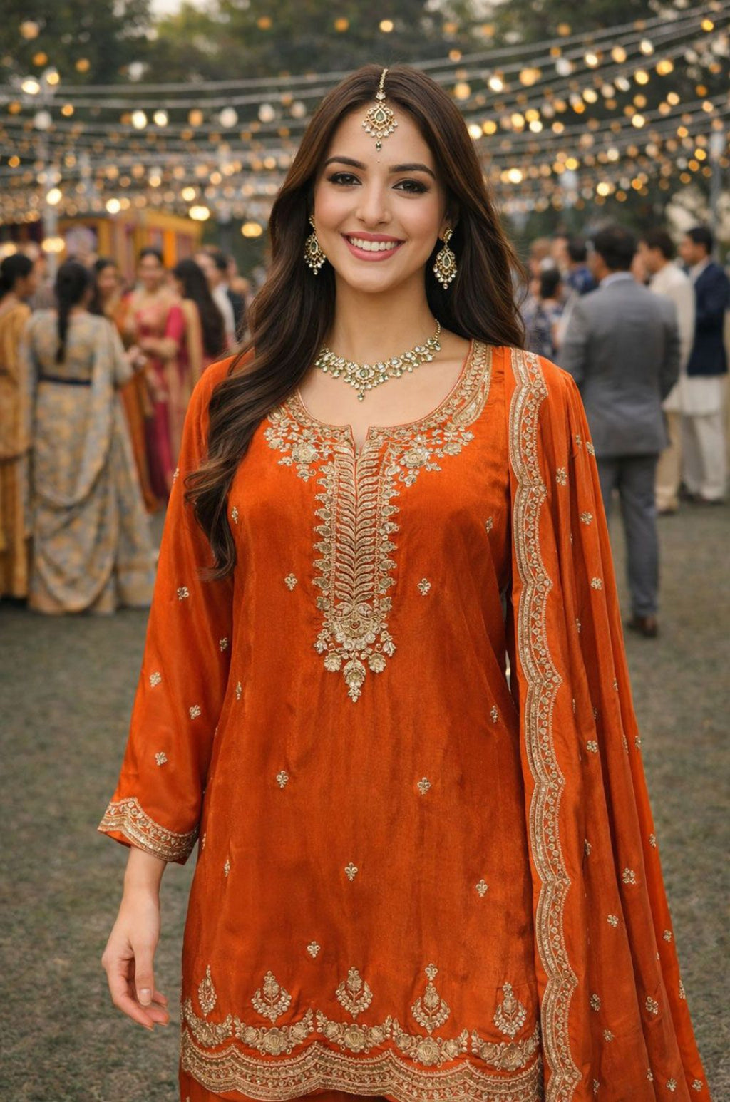 Orange Viscose Salwar Kameez - SFSA562702R