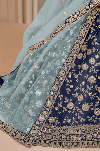 Blue Art Silk Wedding Lehenga Set SFDFS33003