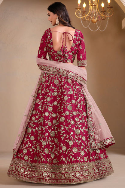 Maroon Art Silk Wedding Lehenga Set SFDFS33004