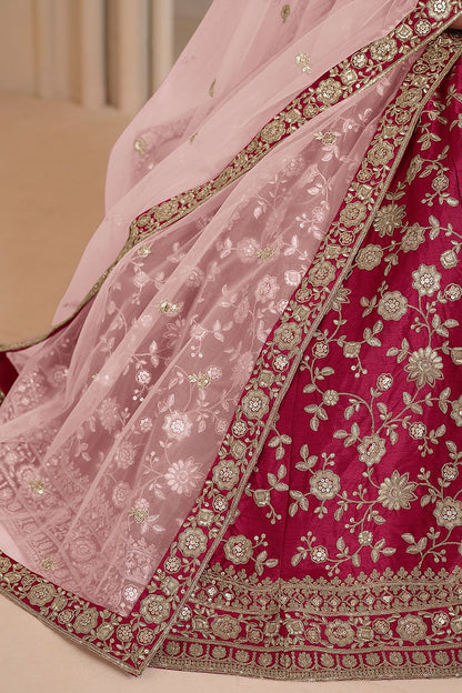 Maroon Art Silk Wedding Lehenga Set SFDFS33004