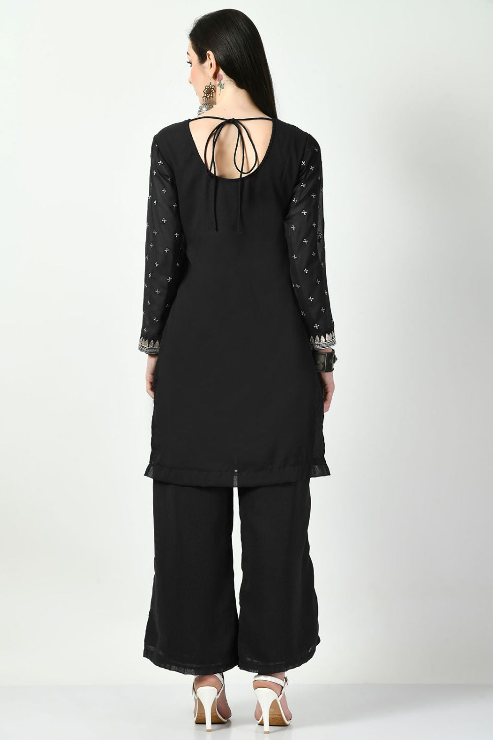 Black Georgette Plus Size Readymade Salwar Kameez  SFMAN58924R