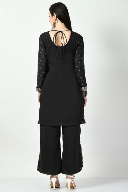Black Georgette Plus Size Readymade Salwar Kameez  SFMAN58924R
