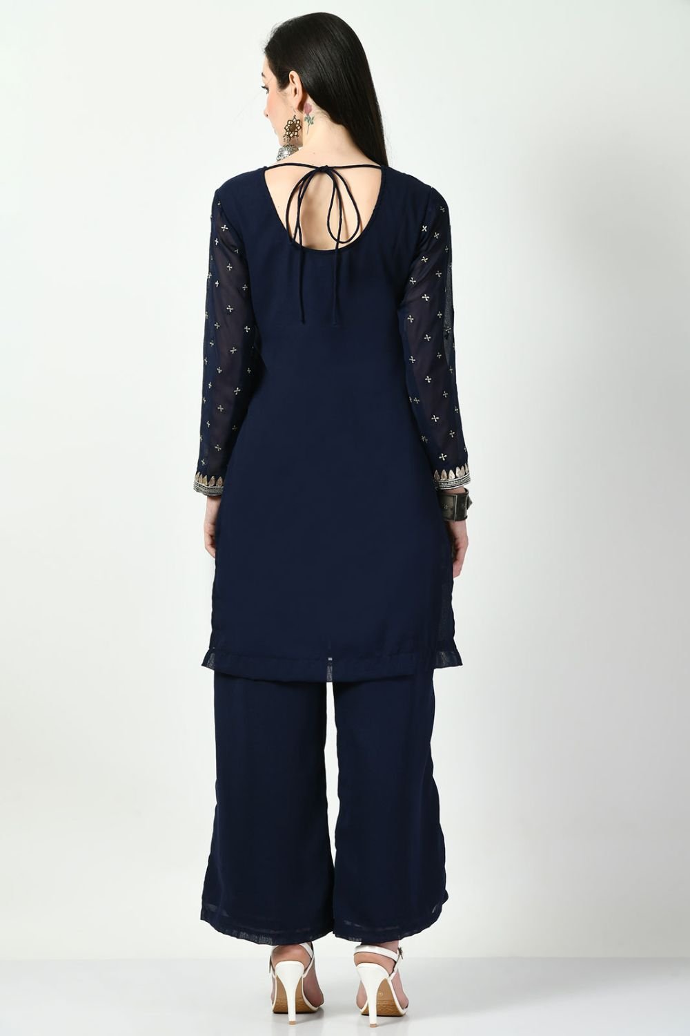 Blue Georgette Plus Size Readymade Salwar Kameez SFMAN58925R