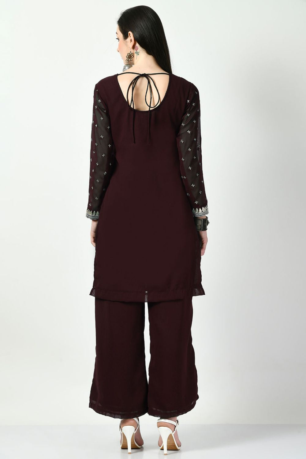Purple Georgette Plus Size Readymade Salwar Kameez SFMAN58927R