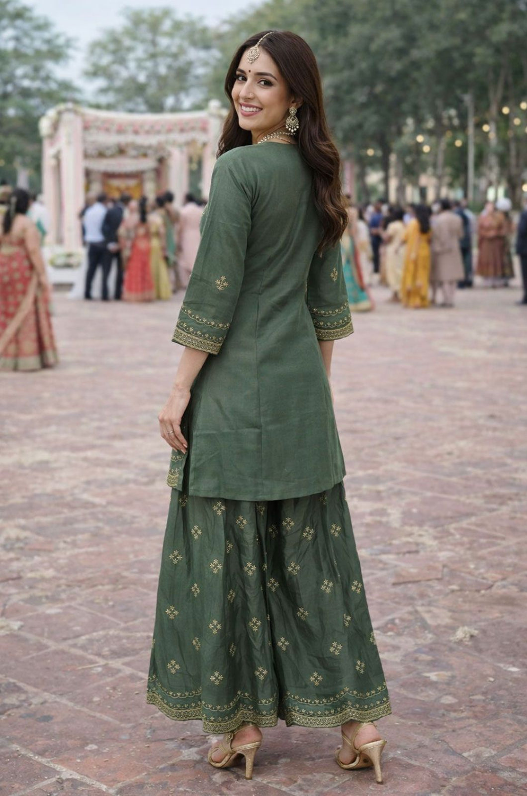 Green Silk Salwar Kameez - SFSA564101R
