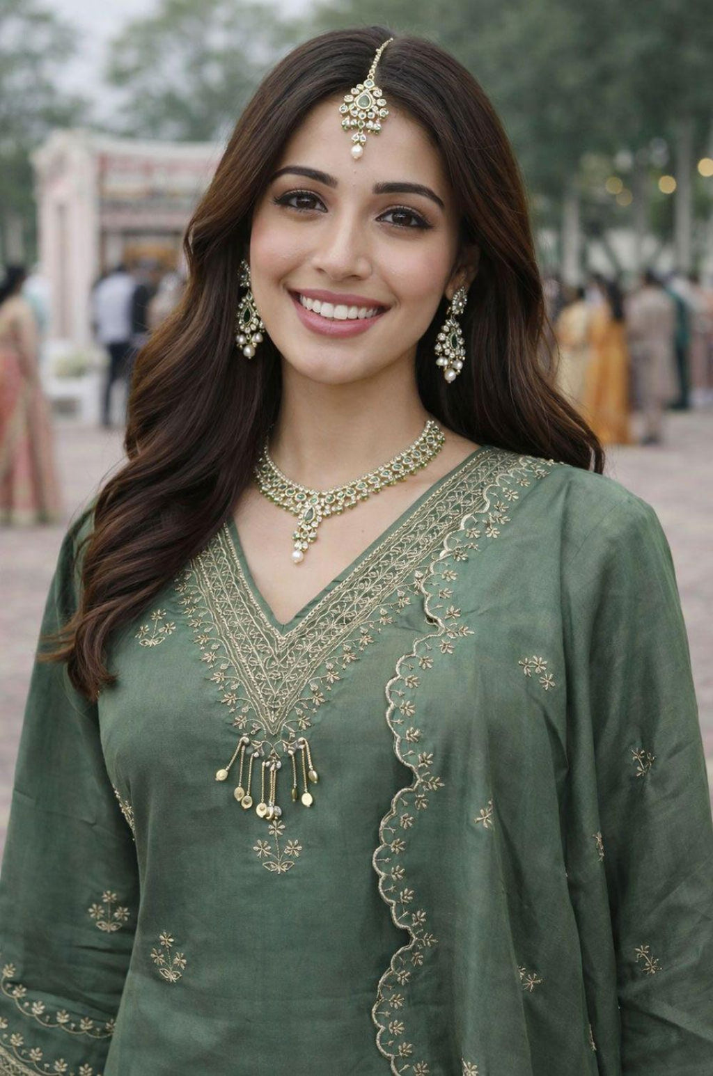 Green Silk Salwar Kameez - SFSA564101R