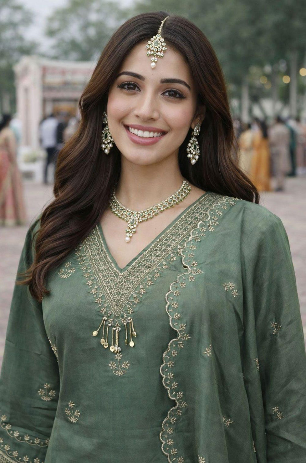 Green Silk Salwar Kameez - SFSA564101R