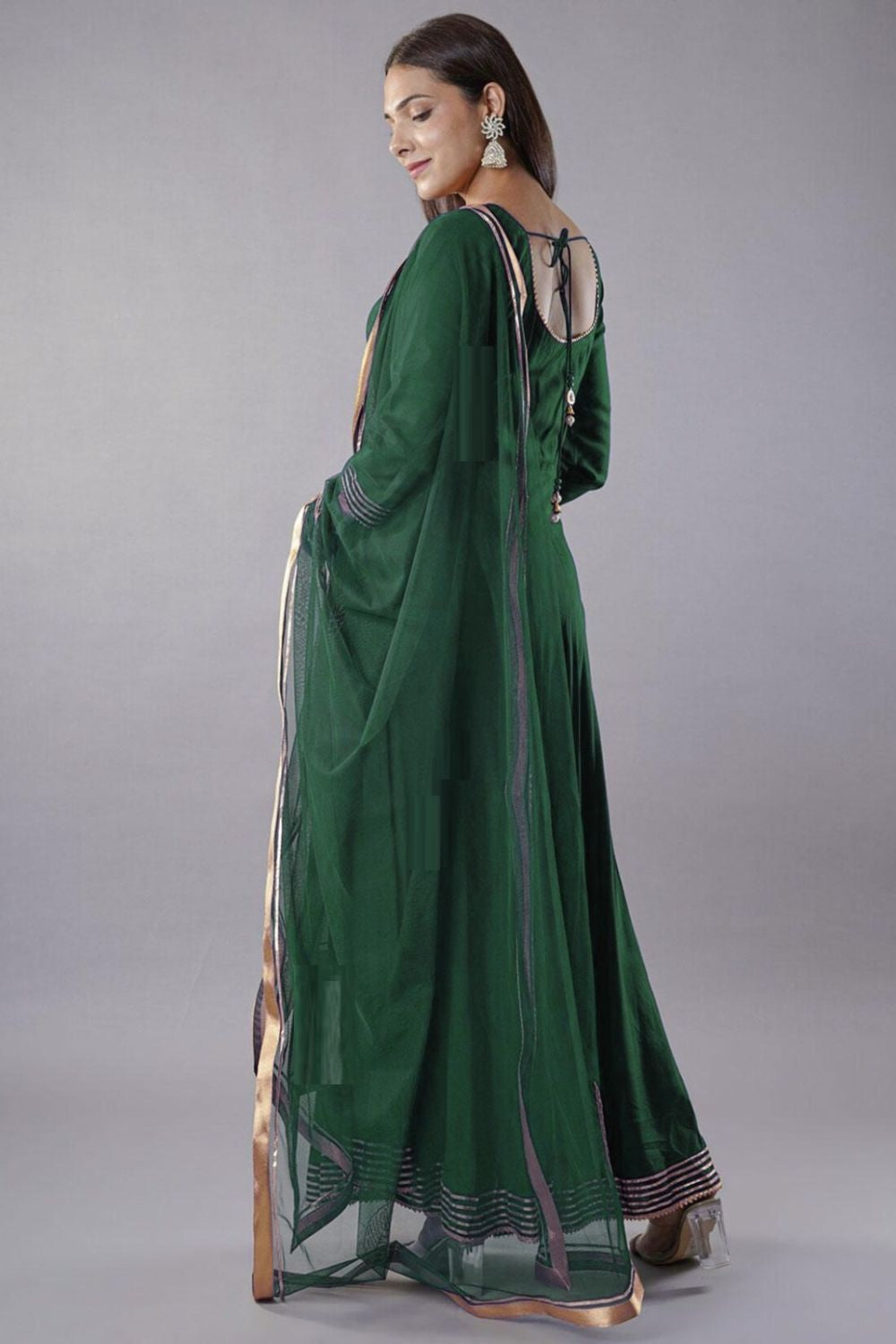 Green Anarkali Suit Readymade Plus Size Salwar Kameez SFMAN59511R