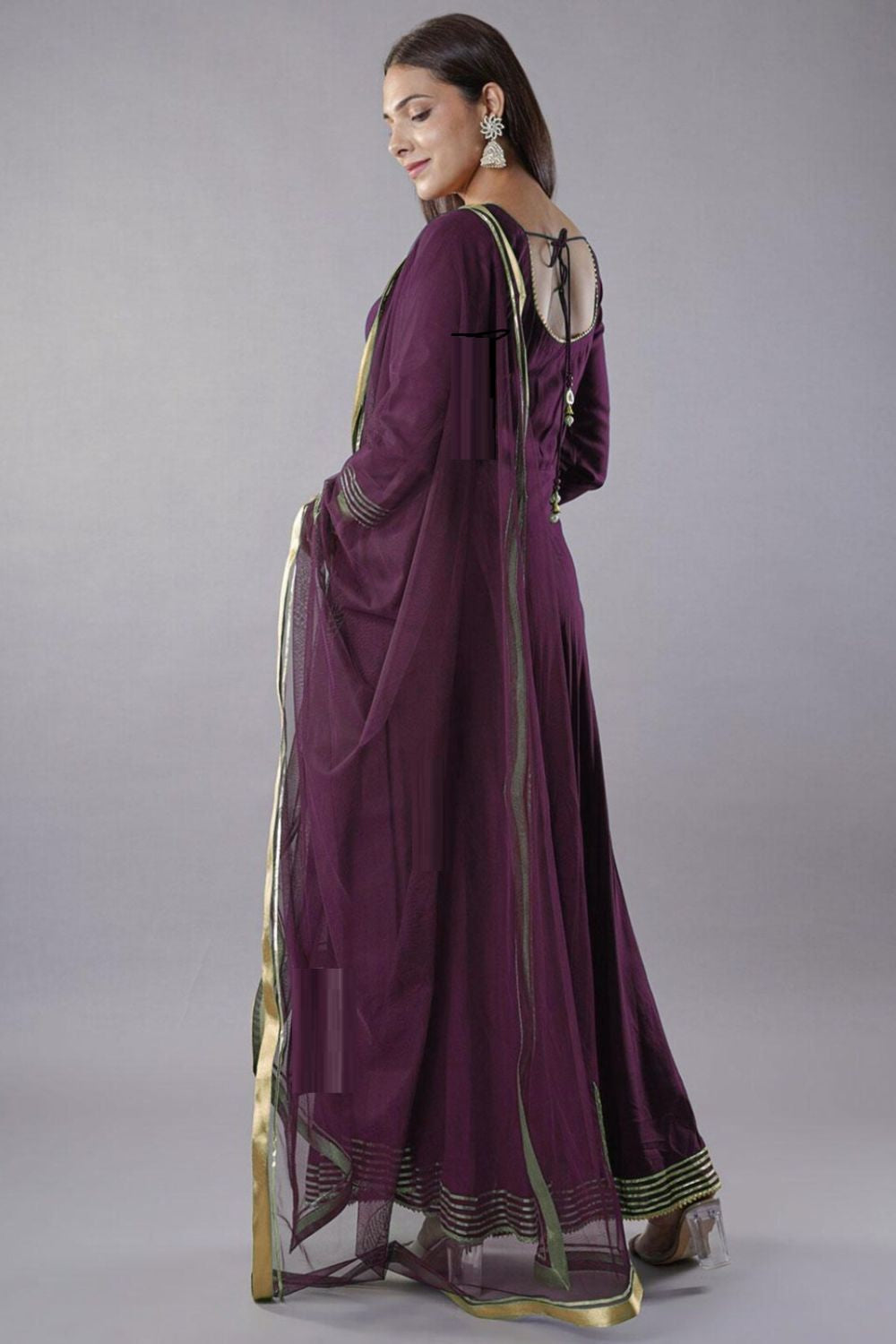Purple Designer Anarkali Suit Gown In Rayon Georgette  SFMAN59509R