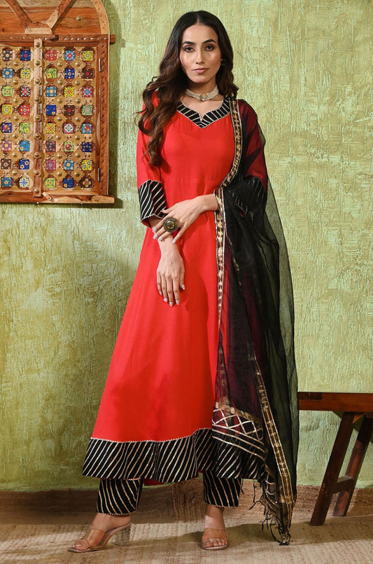 Red Rayon Salwar Kameez - SFMAN64502R