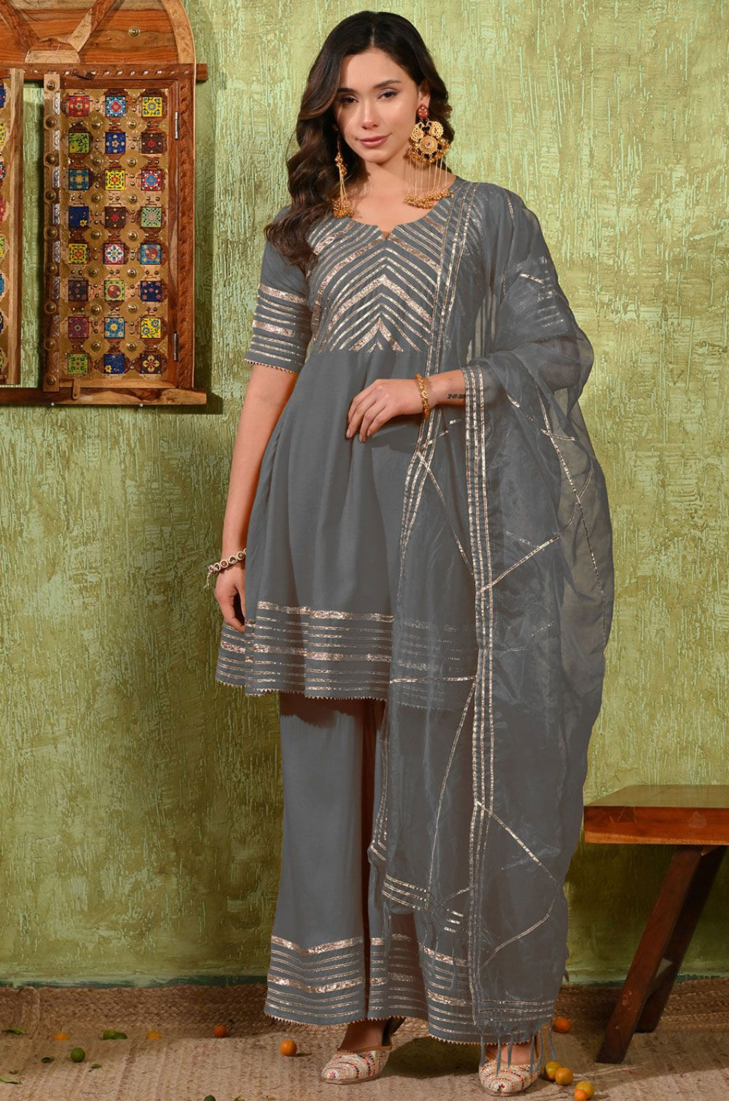 Grey Rayon Salwar Kameez - SFMAN64509R