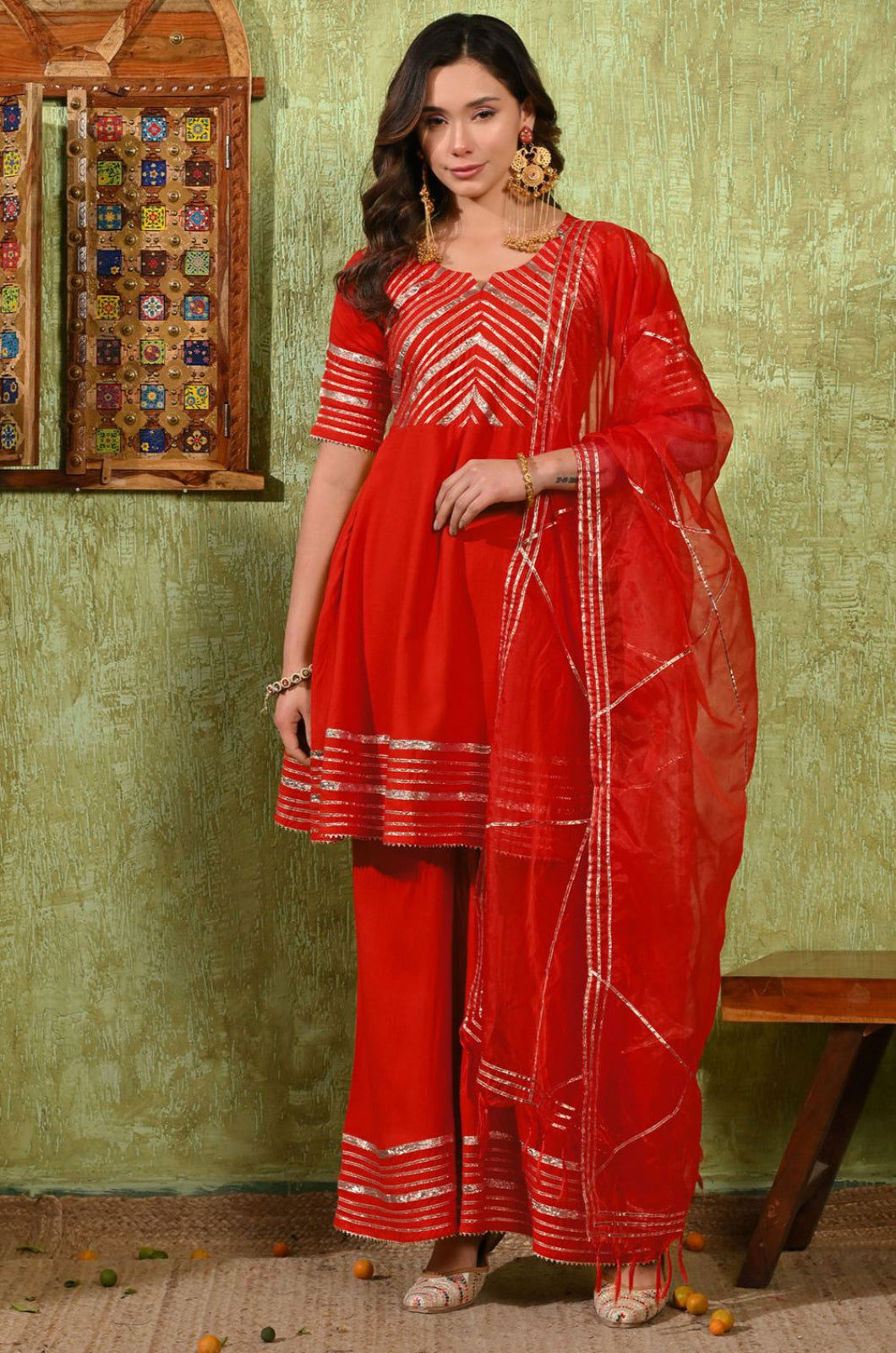 Red Rayon Salwar Kameez - SFMAN64510R